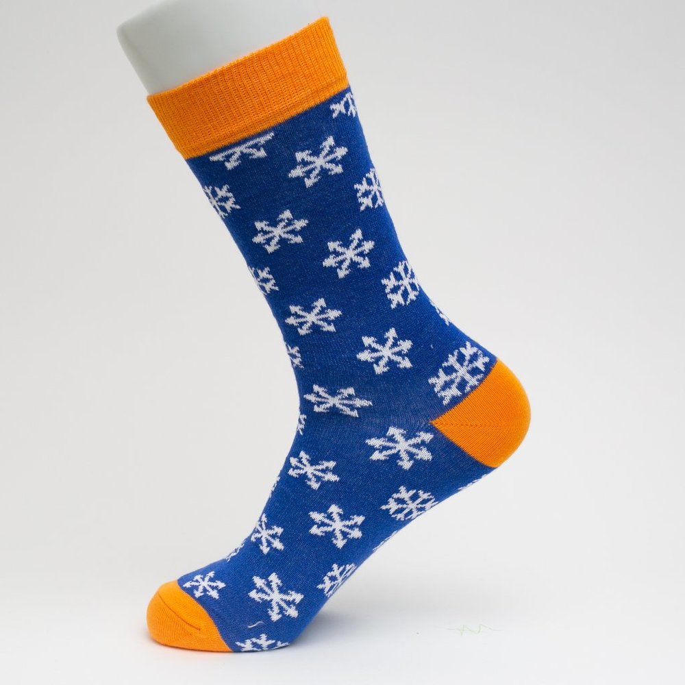 White Snowflakes Themed Mid Calf Length Socks